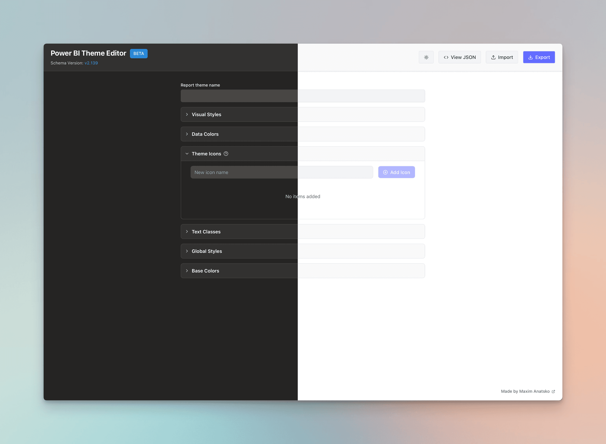 Power BI Theme Editor