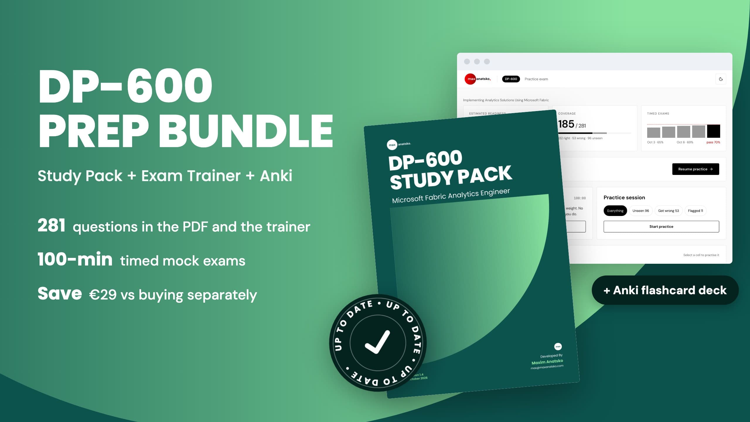 DP-600 Prep Bundle: the Study Pack PDF, the Exam Trainer and an Anki deck