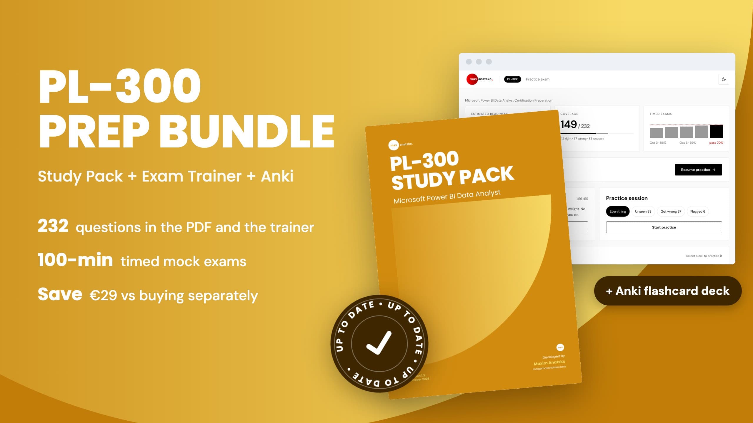 PL-300 Prep Bundle: the Study Pack PDF, the Exam Trainer and an Anki deck